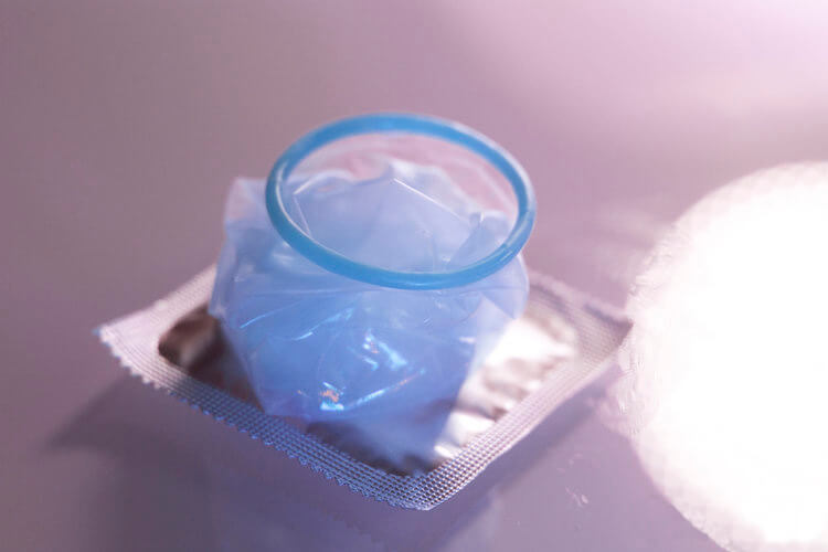 Blue condom